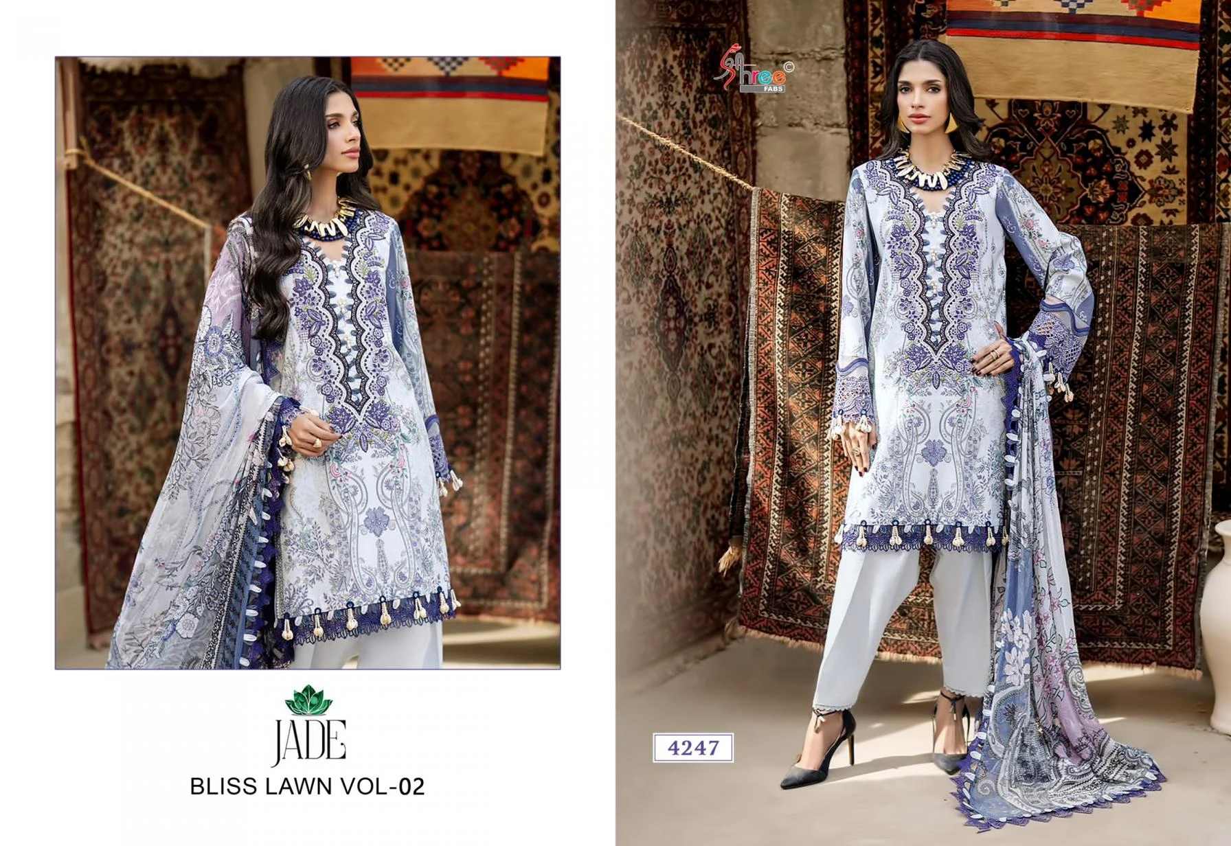 JADE BLISS LAWN VOL 2 Salwar Suits wholesale COTTON - Ethnicaa