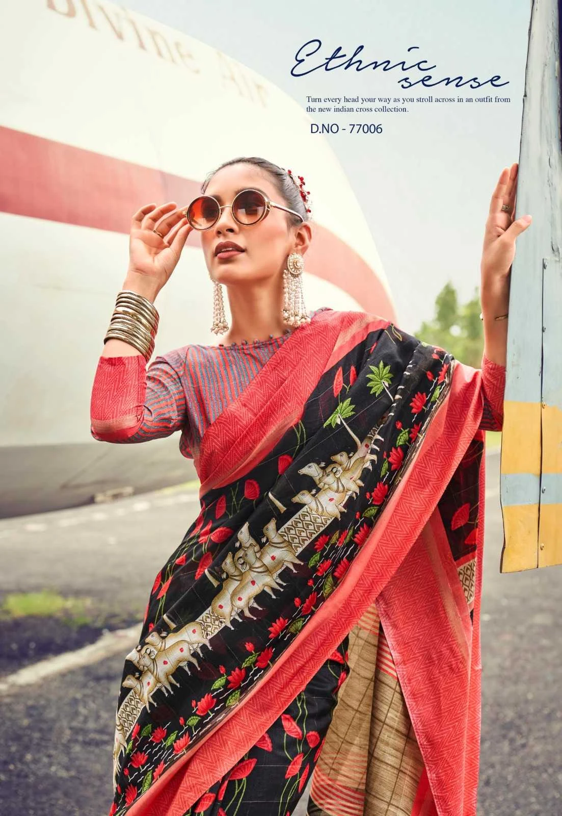 MUSLIN TASSAR Sarees wholesale COTTON - Ethnicaa thumbnail 3