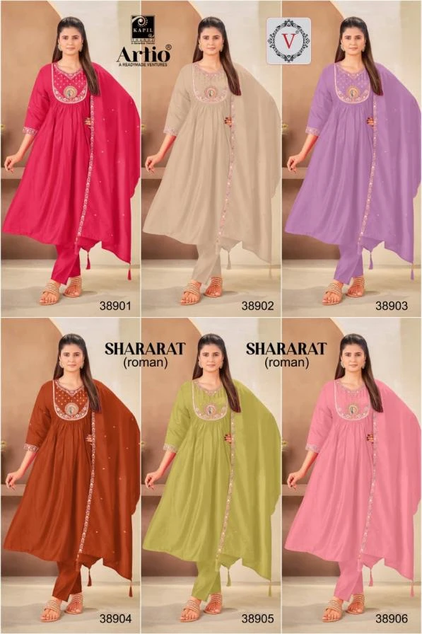 NAME_ : . *SHARARAT Readymade Salwar Suits wholesale Roman Silk - Ethnicaa thumbnail 5