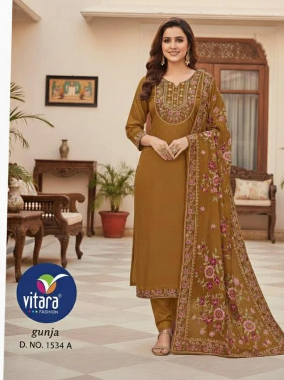 Buy GUNJA readymade-salwar-suits CHINON Wholesale Surat Manufacturer - Ethnicaa