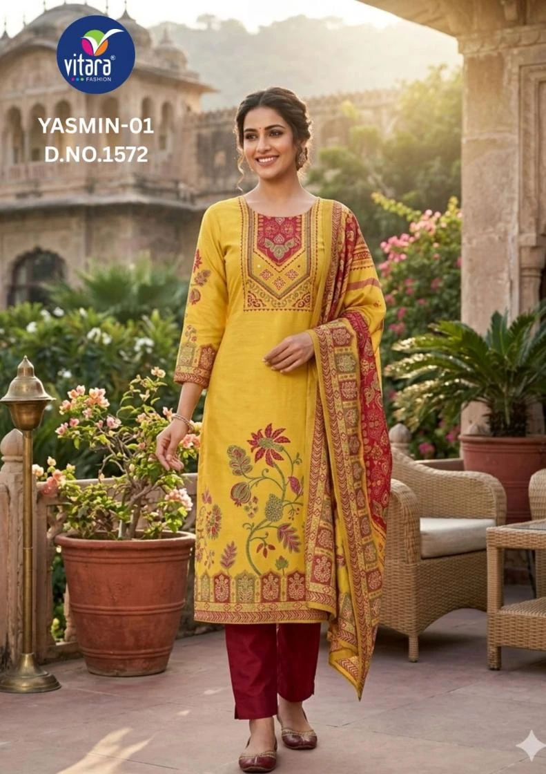 YASHMIN 01-02 Readymade Salwar Suits wholesale MUSLIN SATIN - Ethnicaa thumbnail 6