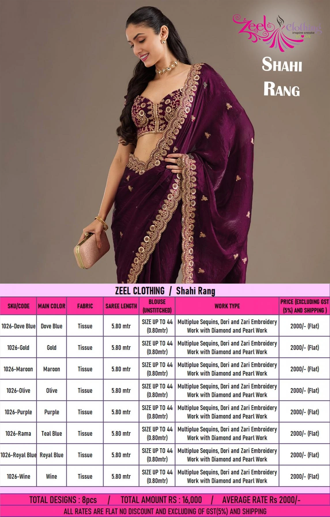 NAME: SHAHI RANG Sarees wholesale TISSUE - Ethnicaa thumbnail 16