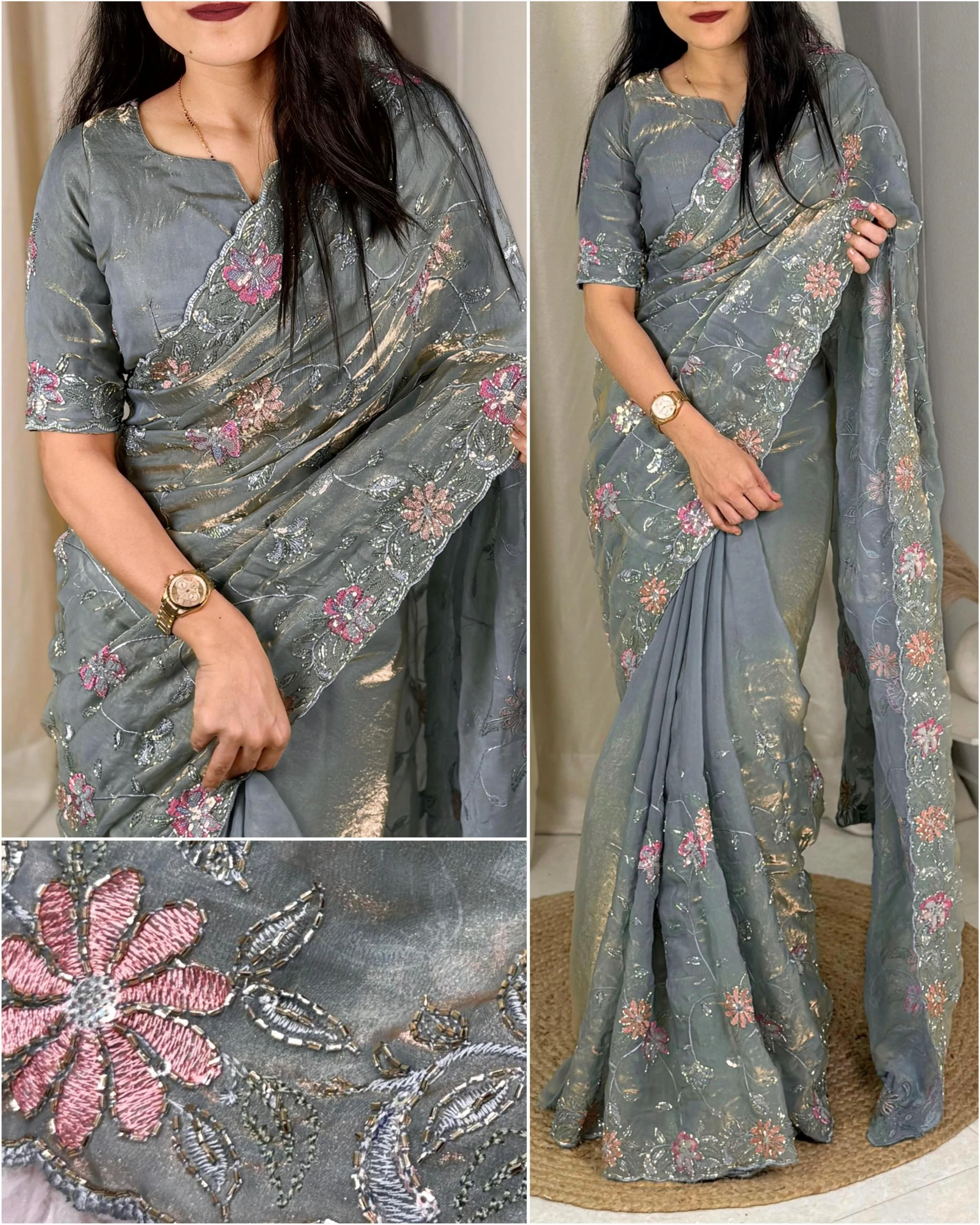 ZOHRA Sarees wholesale FANDY SATIN - Ethnicaa thumbnail 3