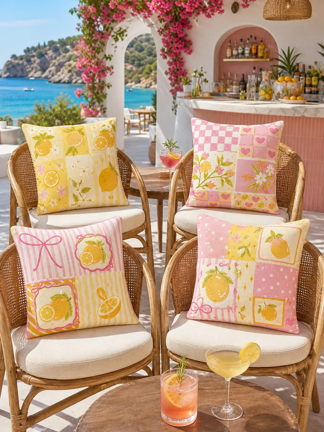 Pembe Limonata 4’lü Kırlent Kılıfı Seti