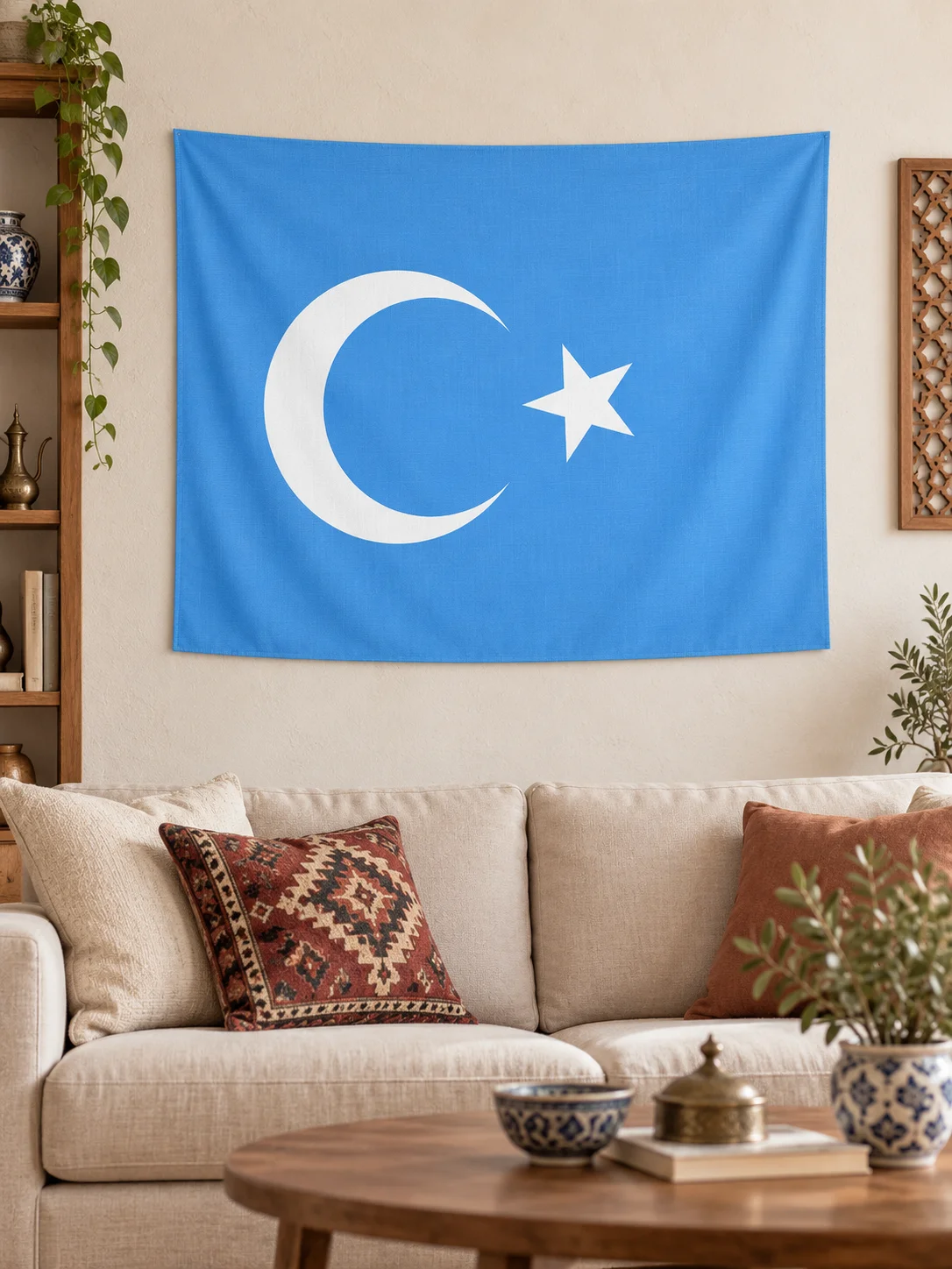 Türkistan Bayrağı Duvar Örtüsü – Otantik Türk Otağı Konseptli Dekoratif