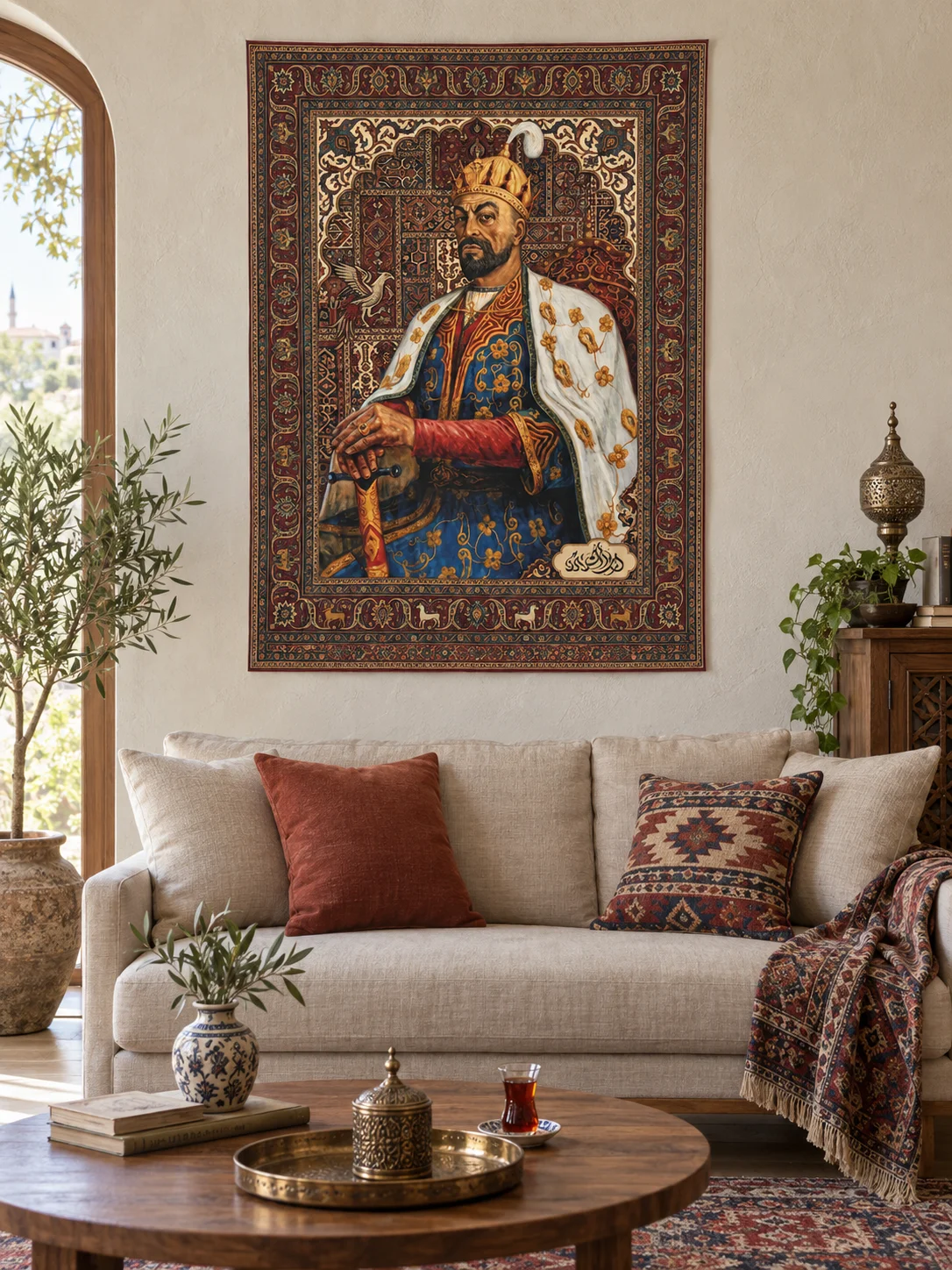 Başbuğ Emir Timur – Geleneksel Türk Motifli Duvar Örtüsü