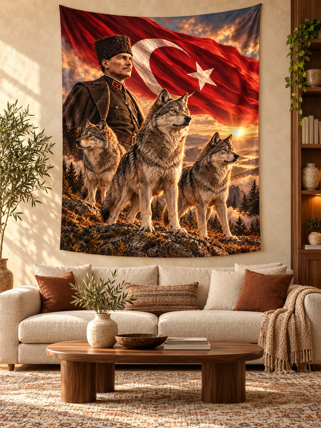 Atatürk, Türk Bayrağı ve Üç Kurt Duvar Örtüsü