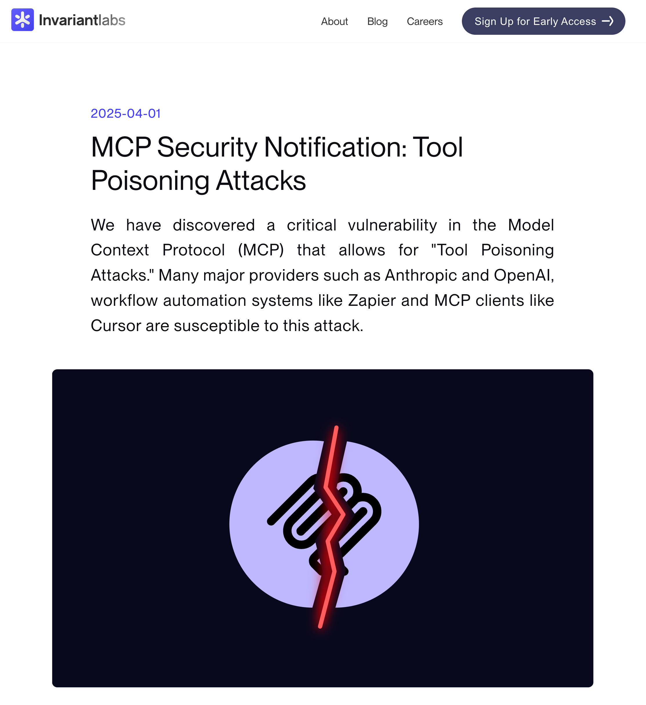 Invariant Labs 提供的 MCP 潛在攻擊示例