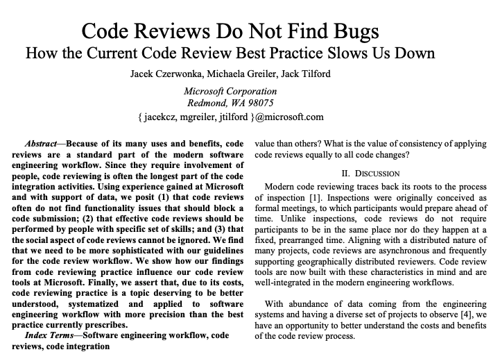 微軟有發表 code review 研究