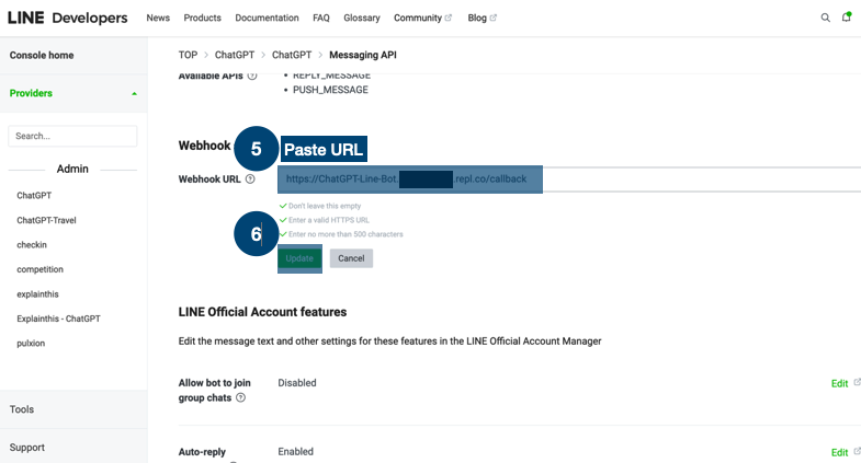 Line Webhook Setting