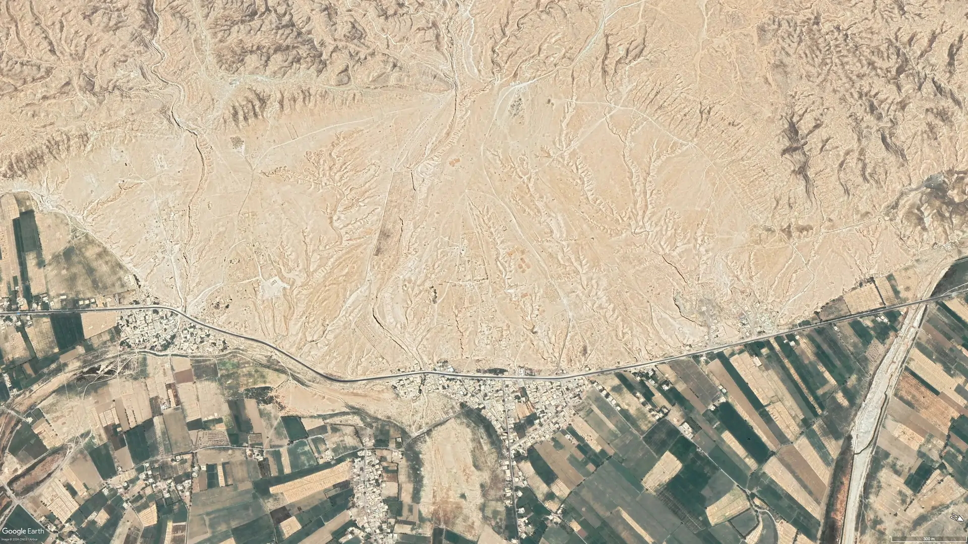 Satelite image of a field in Syria showing the impact of drought on agriculture
