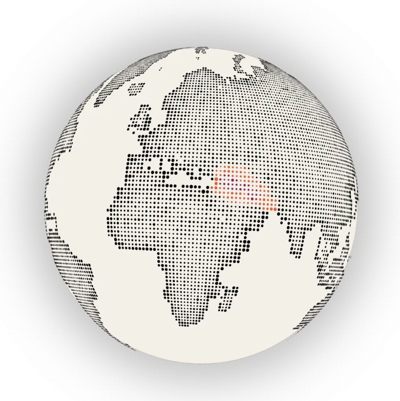 A black and white illustration of planet earth bobbing up and down