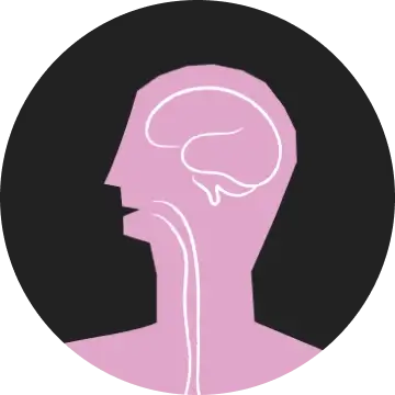 Drawn image of a human torso and head