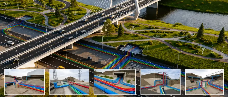 Fast-track infrastructure done right: coordinated utilities and a canal-side rising main across three bridges