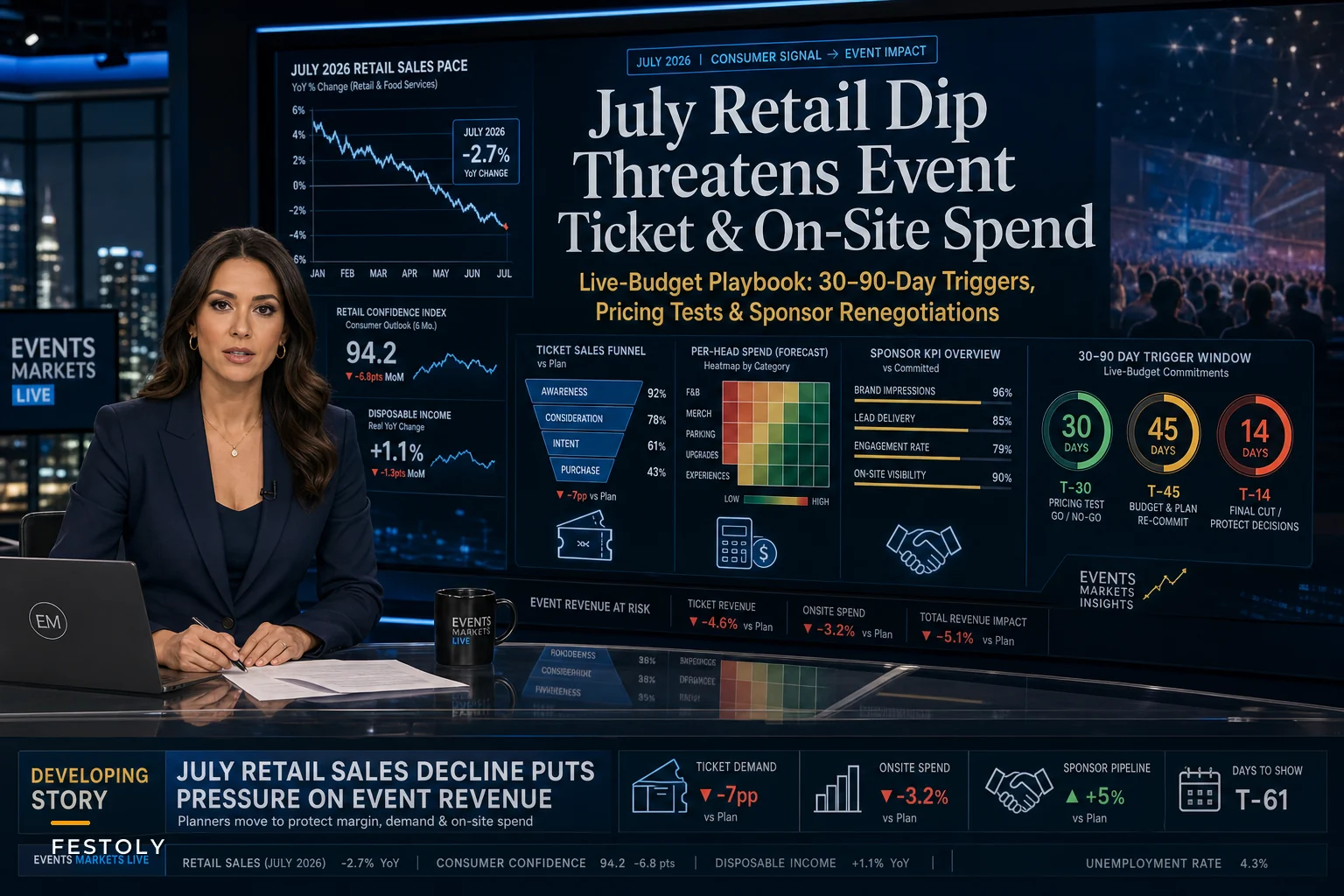 After July's Retail Dip: A Live‑Budget Playbook for Protecting Ticket Revenue, Sponsorships, and On‑Site Spend