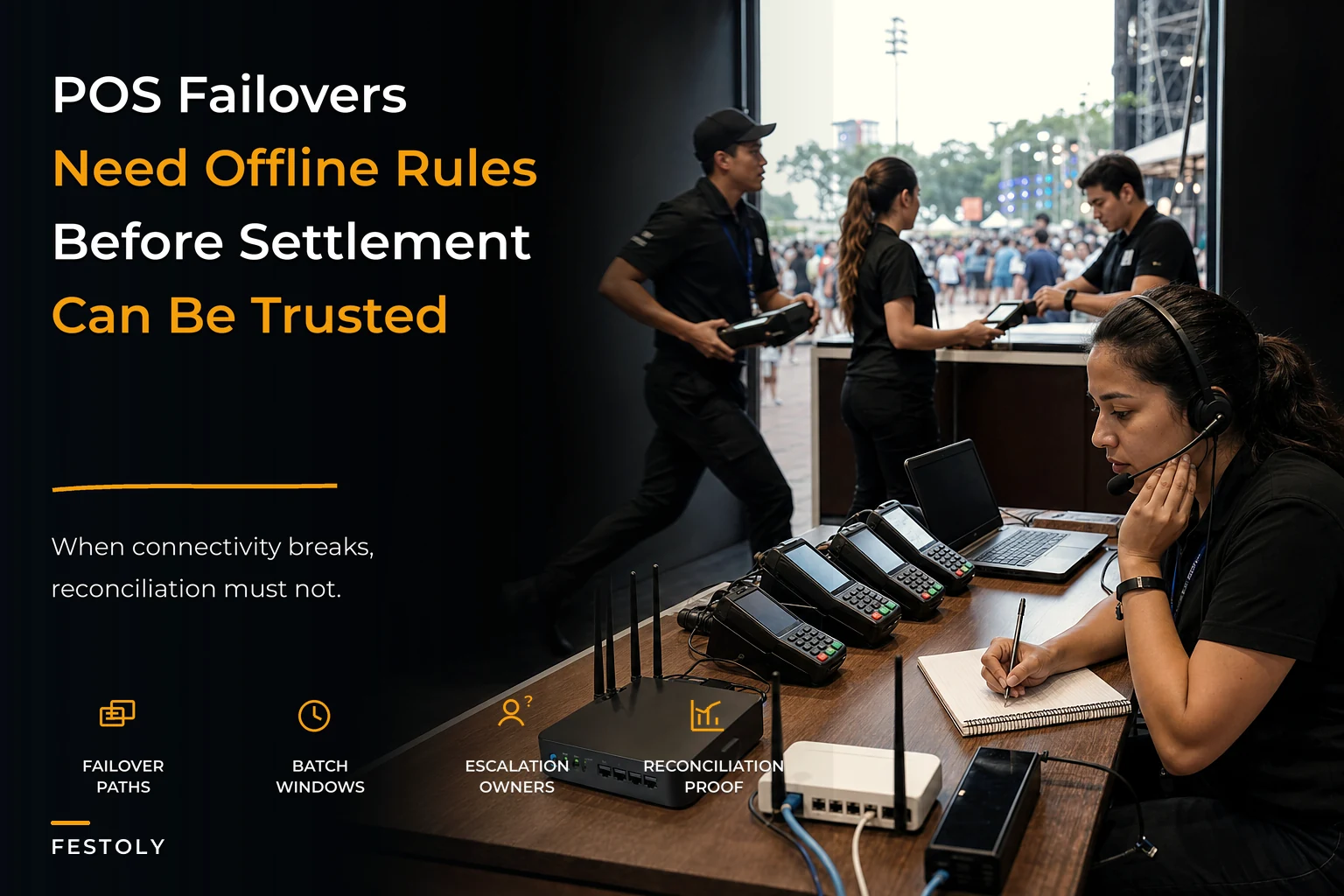 Event Cashless Payment Operations: POS Failovers, Reconciliation Windows, and Offline Settlement Rules