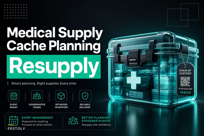 Medical Supply Caching for Events: Minimum Stocks, Resupply Triggers, and Chain-of-Custody Logs