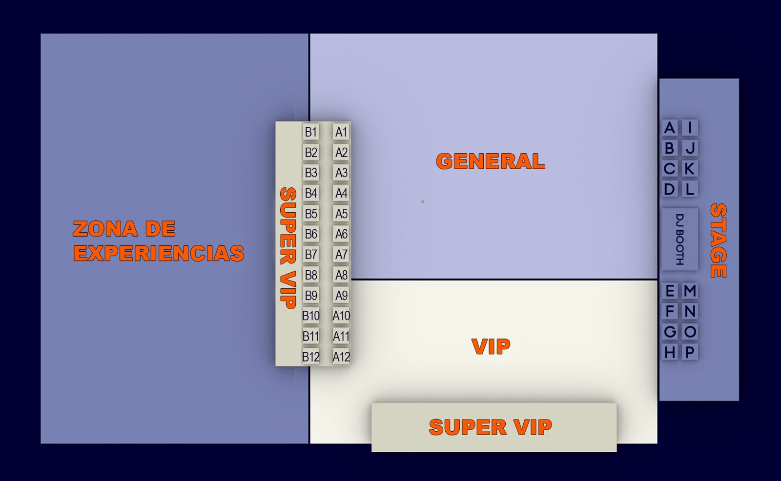 Mapa del escenario del evento