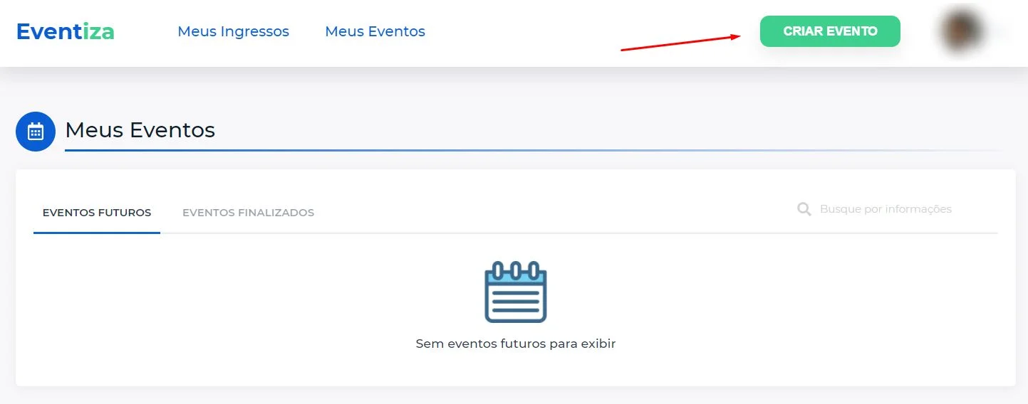 Lista de eventos vazia