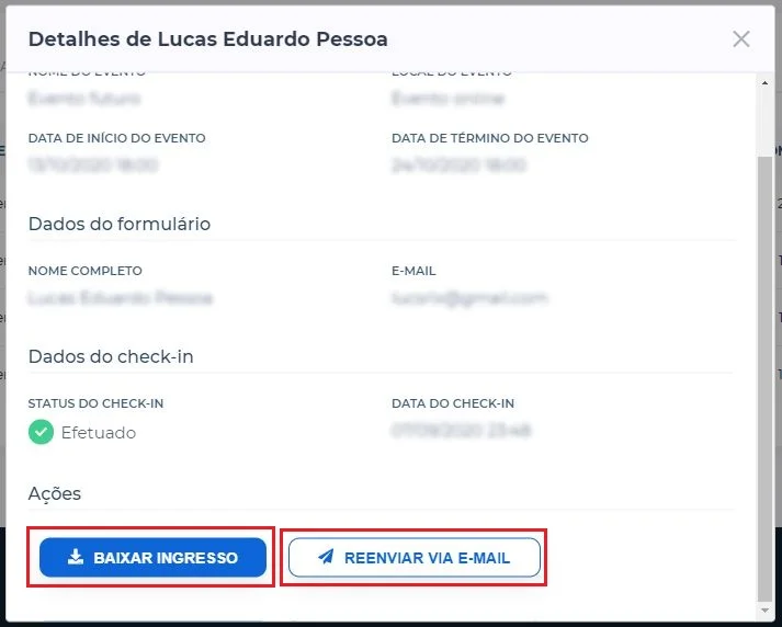 detalhe de um ingresso
