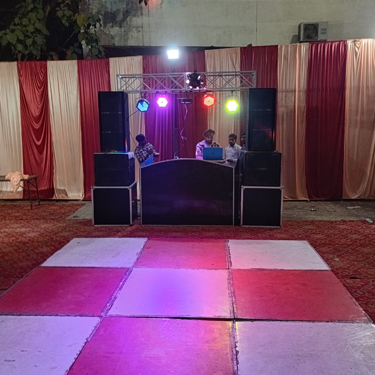 Ayush DJ performing at private party in Noida with DJ console and sound setup