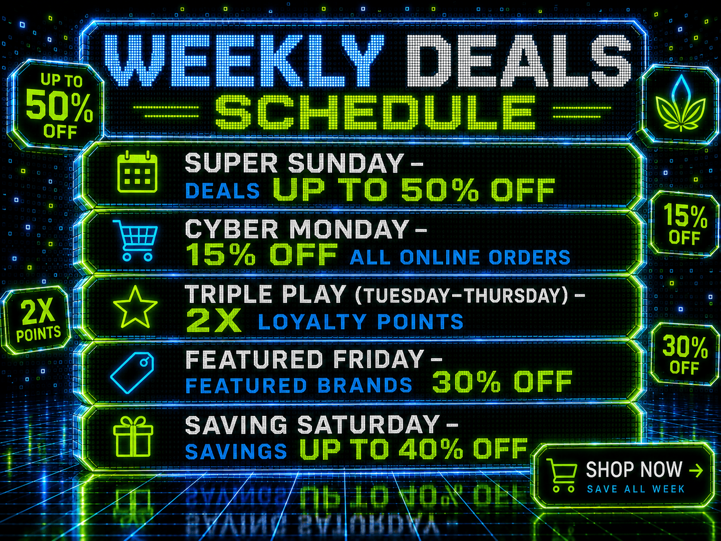 WEEKLY SPECIALS SCHEDULE