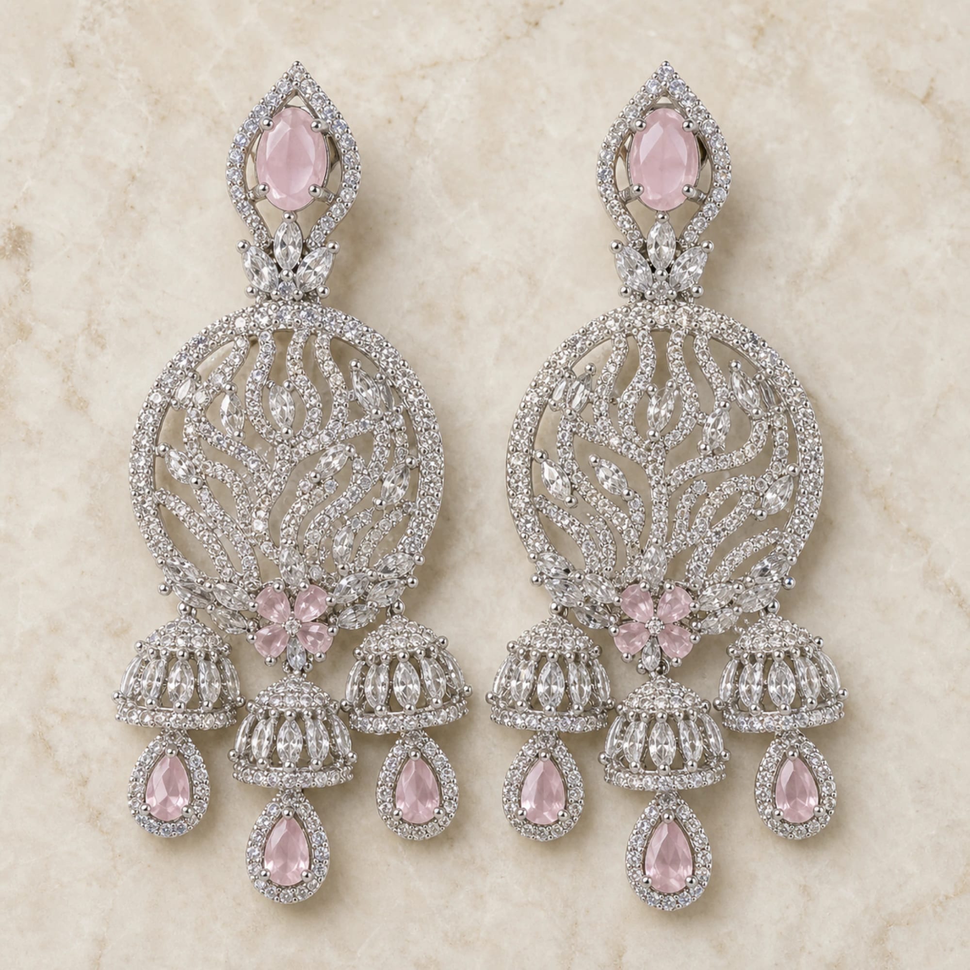 Rosavelle crystal filigree chandelier earrings