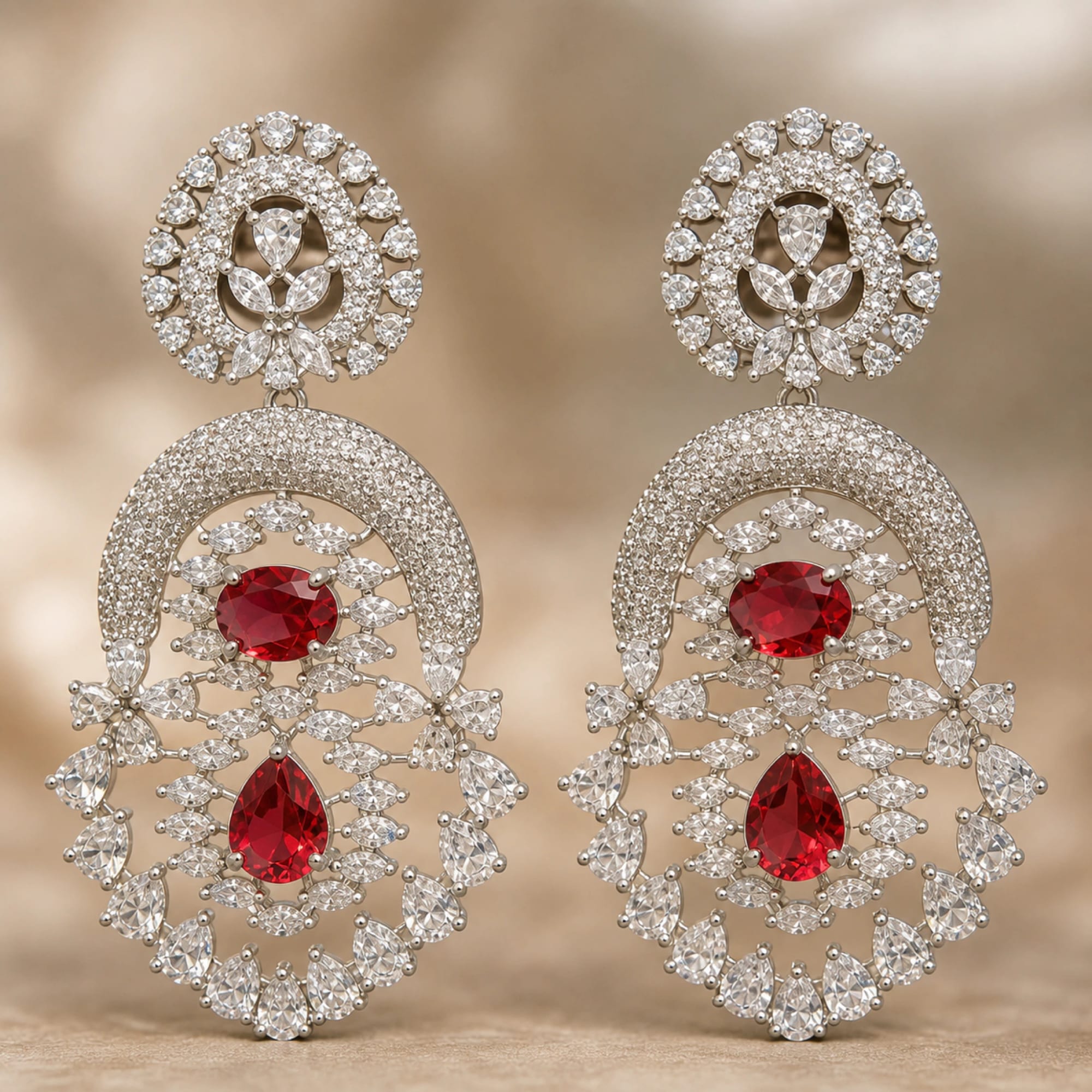 Rubielle crystal heart medallion earrings