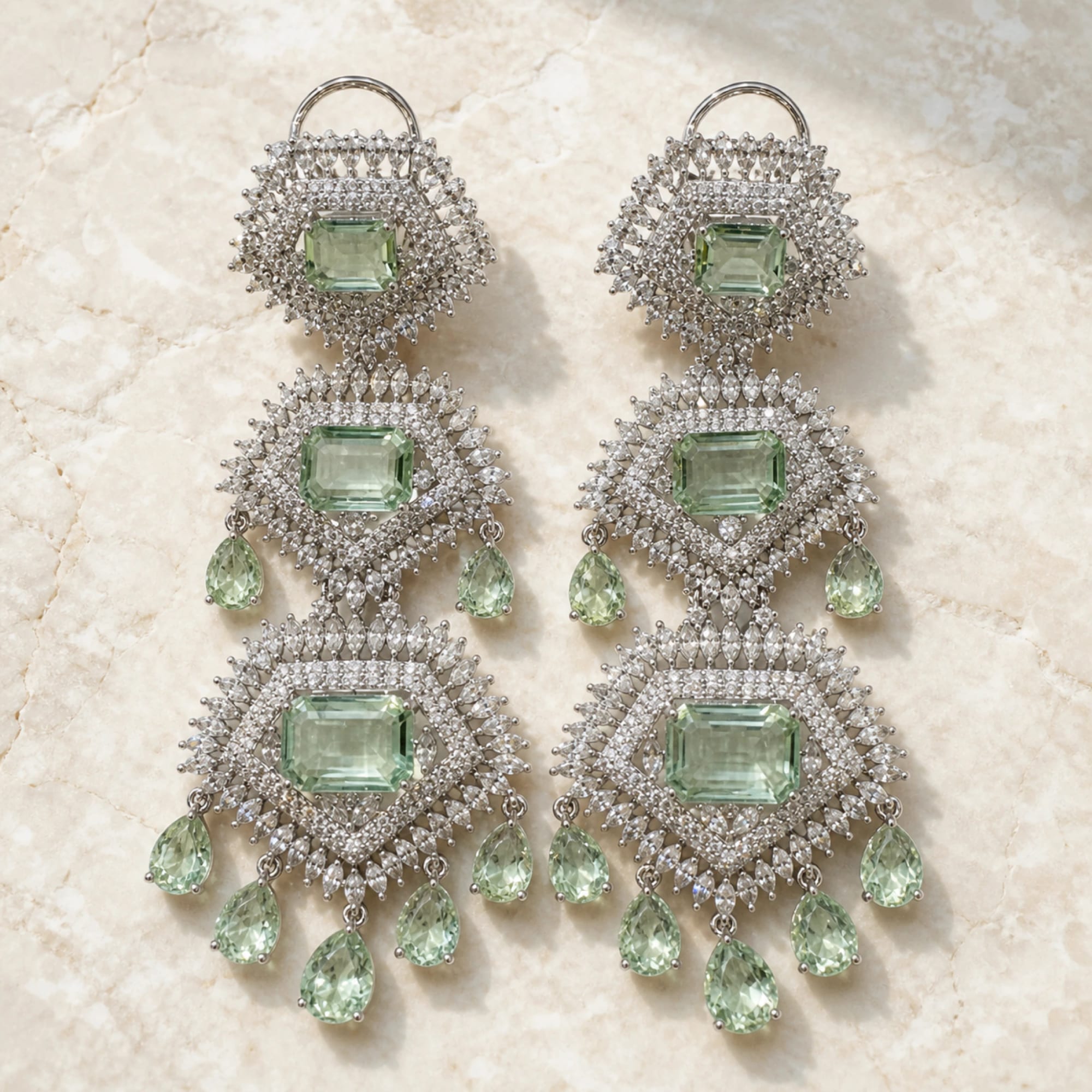 Verdalia crystal crest chandelier earrings