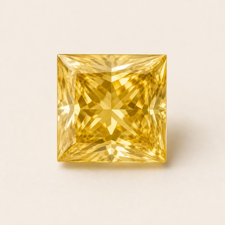 Princess-cut loose stone showing its shape