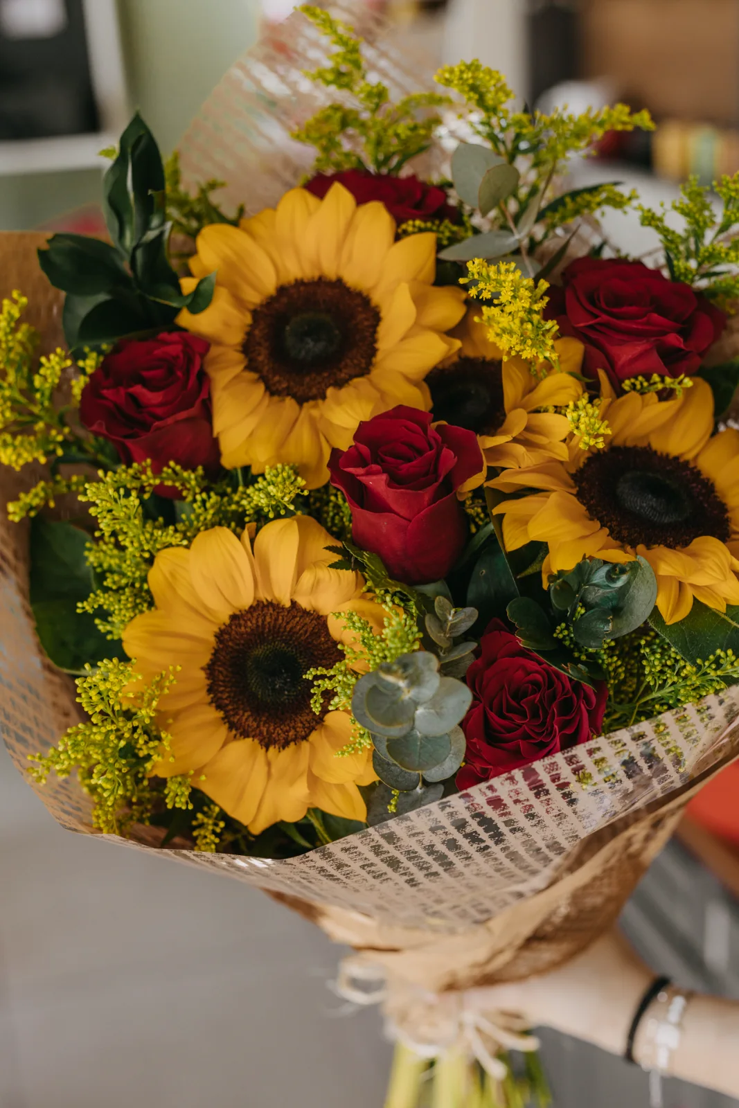 Buquê de Girassol com Rosas