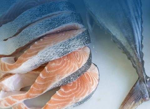 食品の切り分け:魚の切り身の例