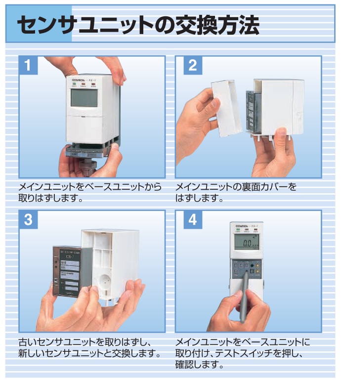 センサユニットは工具不要で簡単に交換可能。