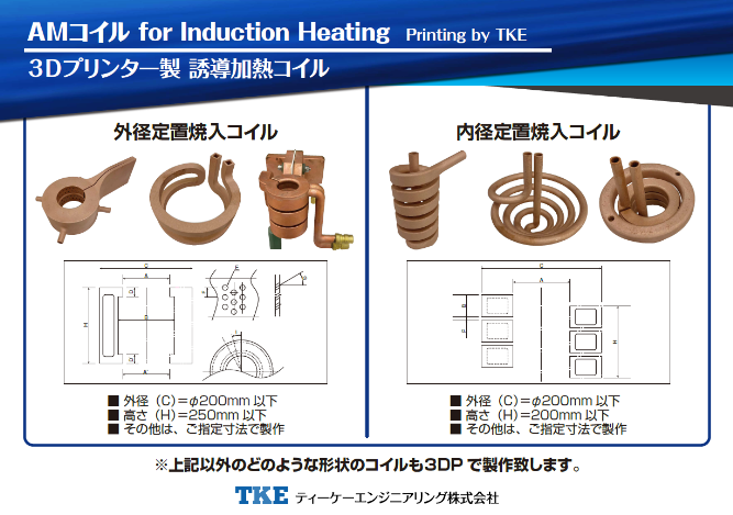 様々なタイプの誘導加熱コイルを造形できます。