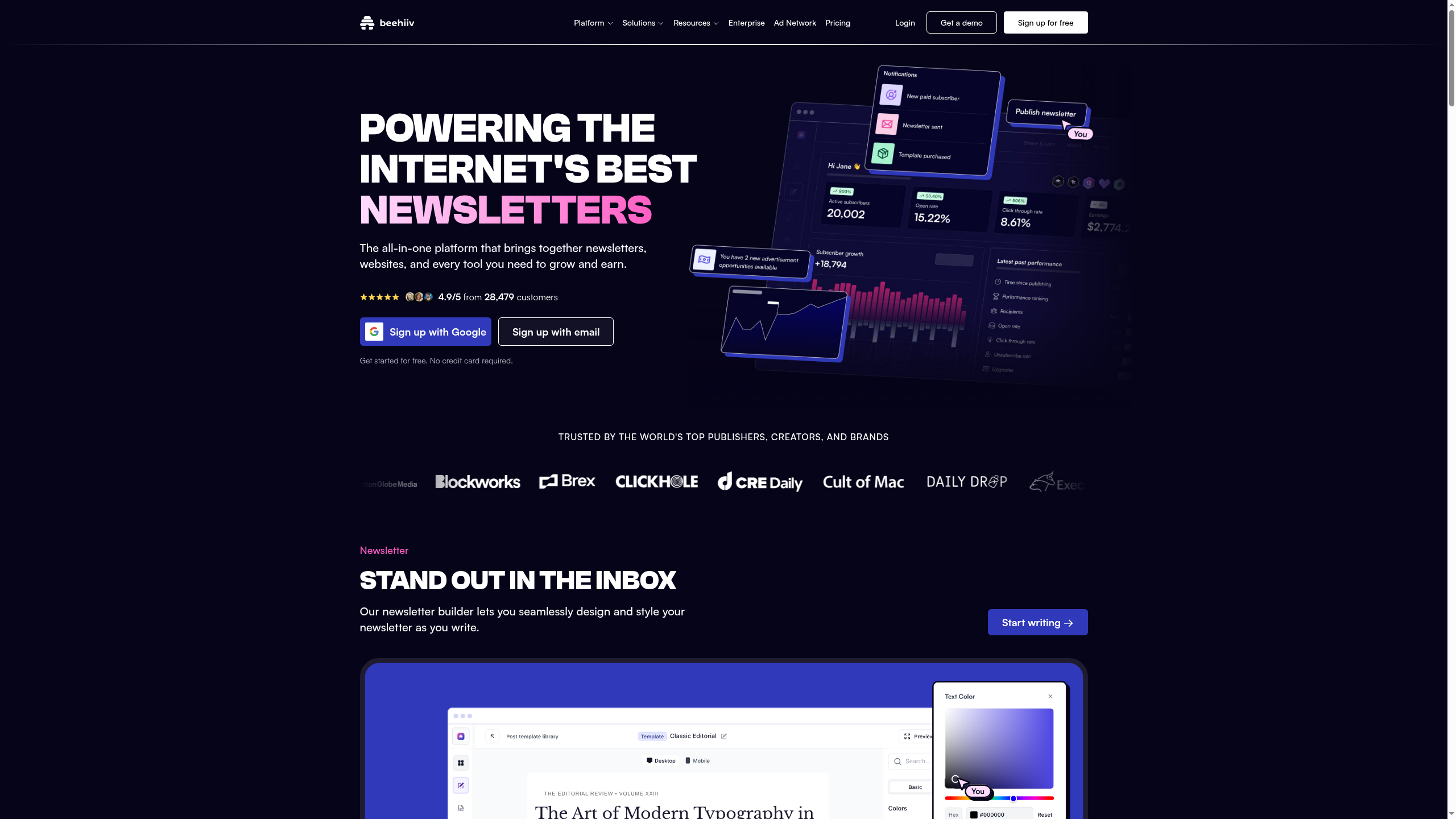 beehiiv — The newsletter platform built for growth screenshot 1