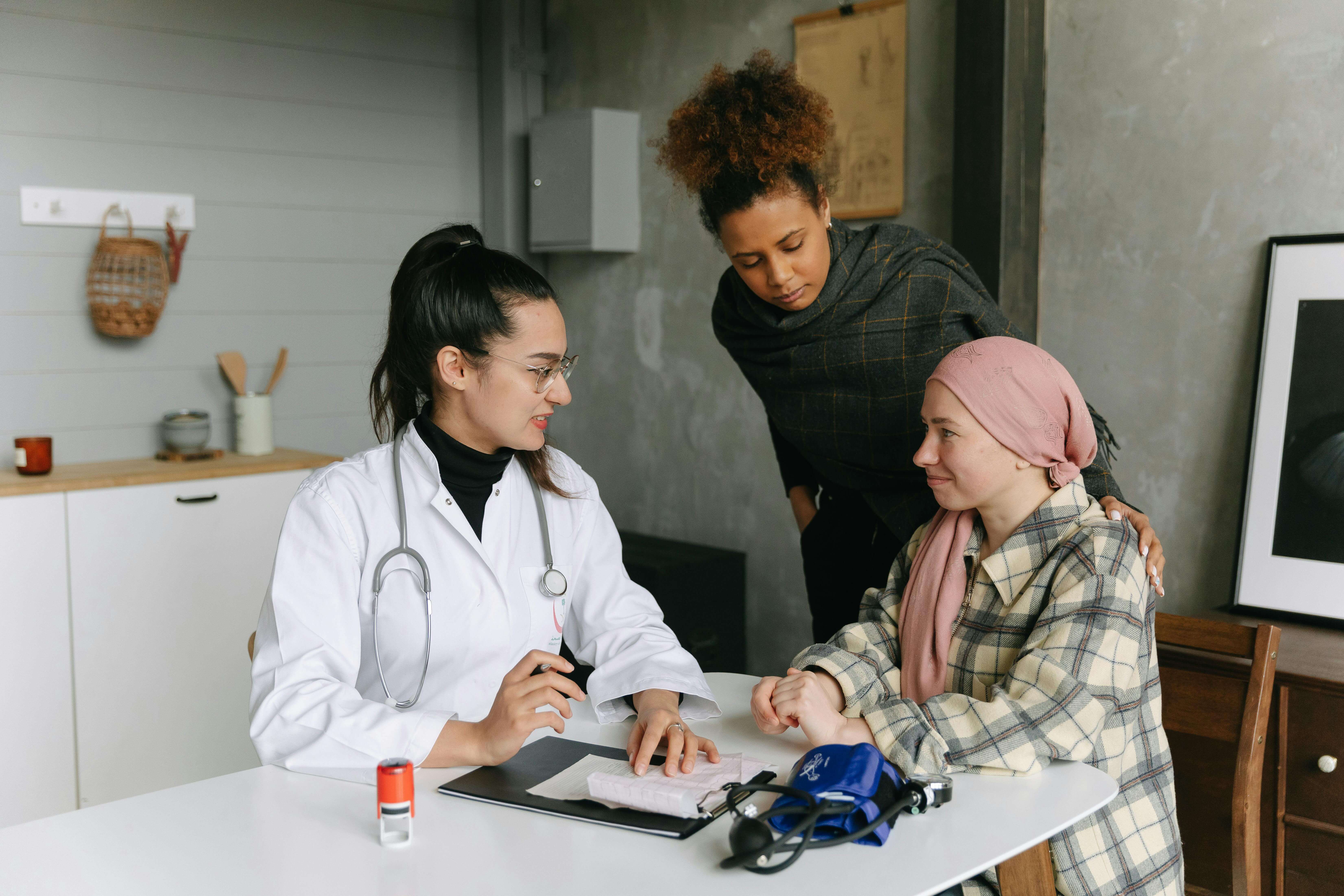 Caregiver connecting with senior