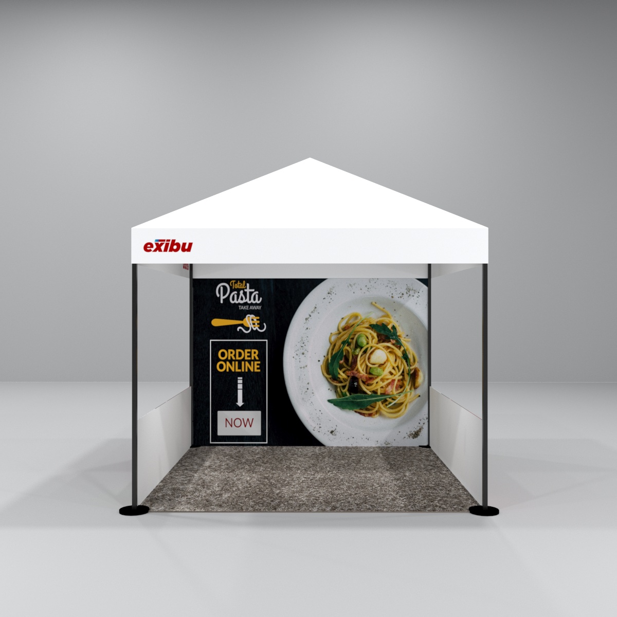 3 x 3 M Tent with PRINTED ONLY TOP and ONE BACKWALL and 2 HALFWALL