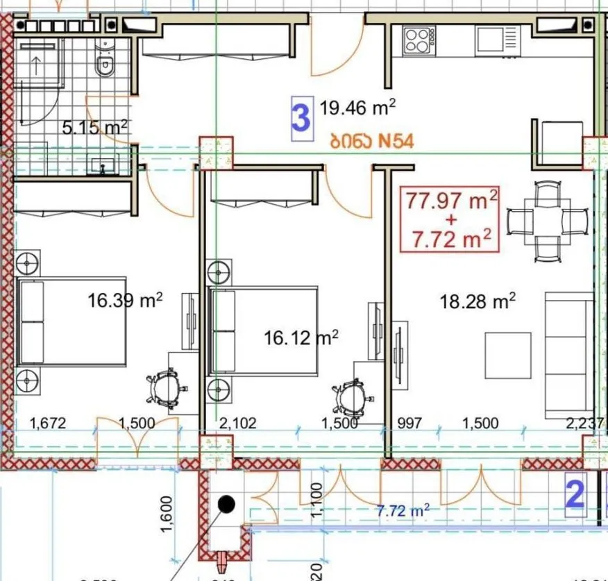 3 room Flat For Sale. Districts of Vazha-Pshavela · 12