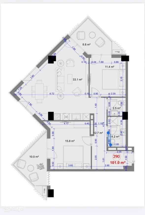 3 room Flat For Sale. Saburtalo · 1/7