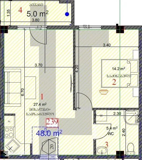 2 room Flat For Sale. Ortachala · 4/4