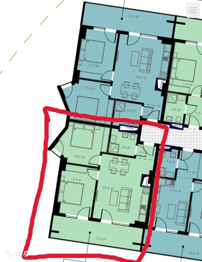 3 room Flat For Sale. Mukhiani · 3