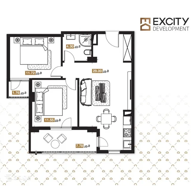 3-room, 66 m² · 10/11 floor