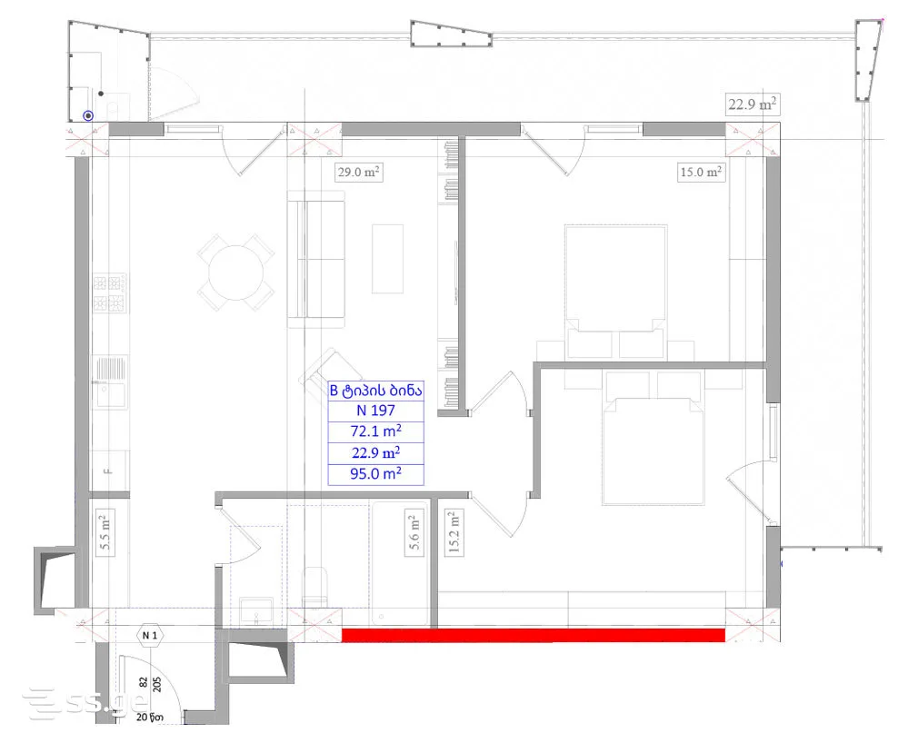 3 room Flat For Sale. Didi digomi · 5/6