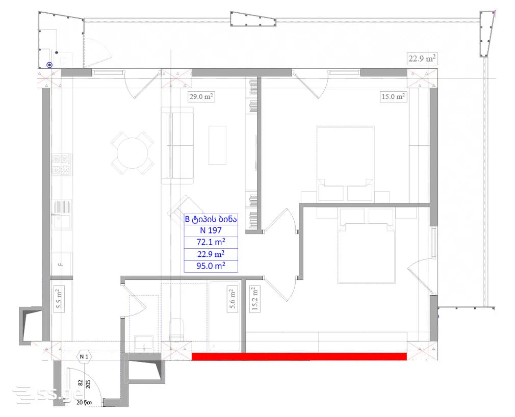 3 room Flat For Sale. Didi digomi · 5