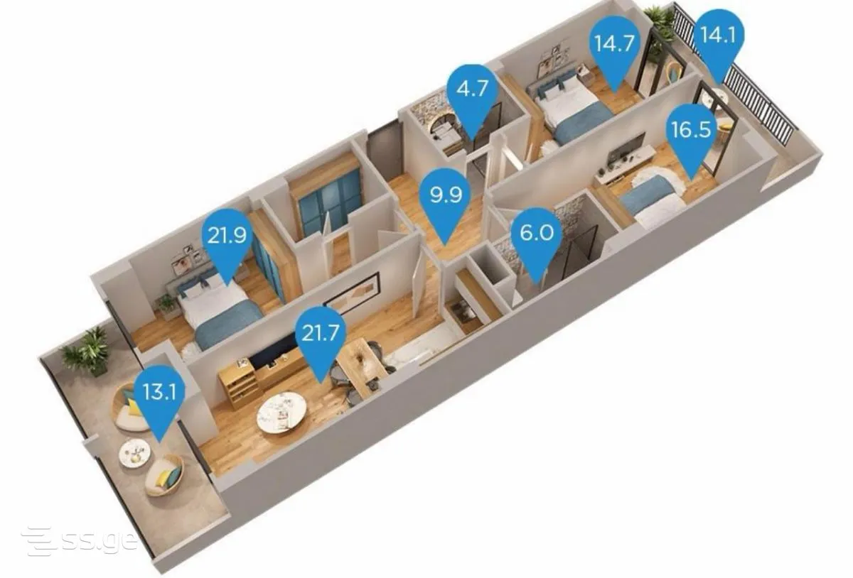 4 room Flat For Sale. Mukhiani