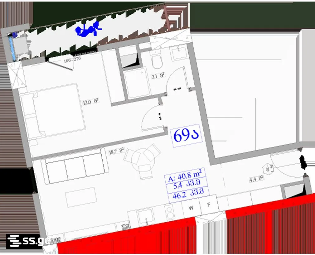 1 room Flat For Sale. Gldani · 5/5