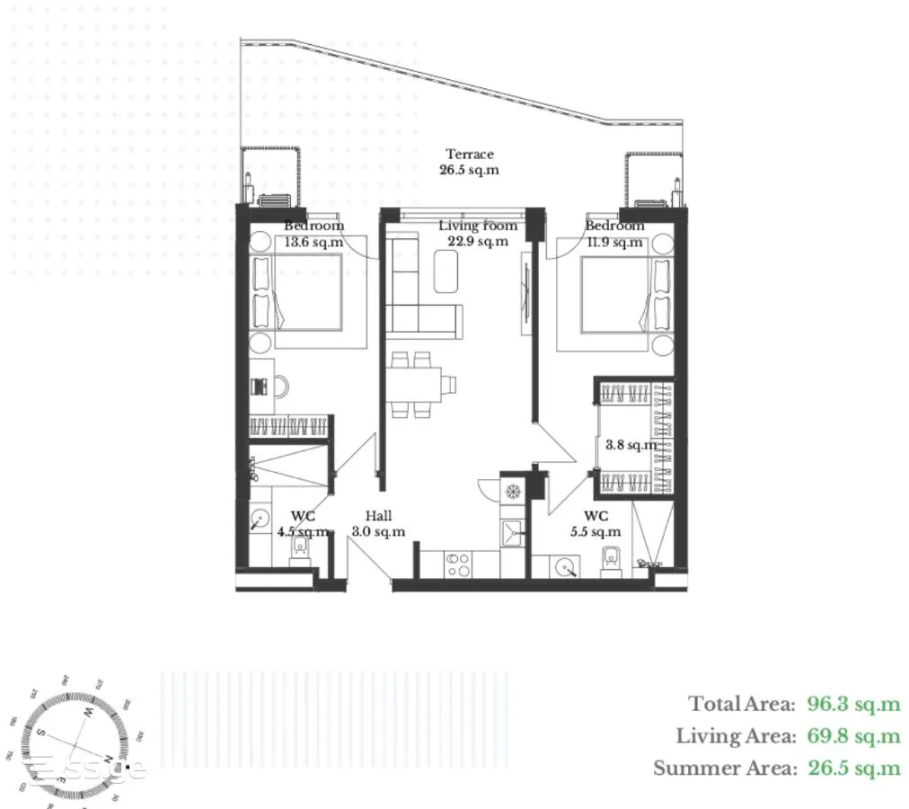 3 room Flat For Sale. Ortachala