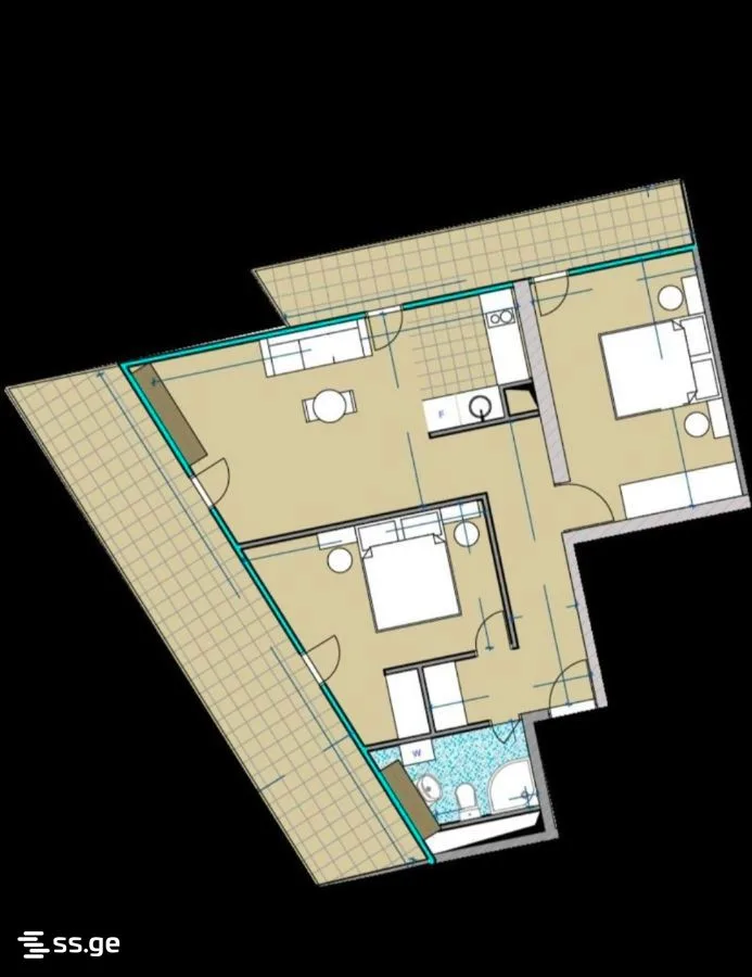 3 room Flat For Sale. Batumi · 1/3