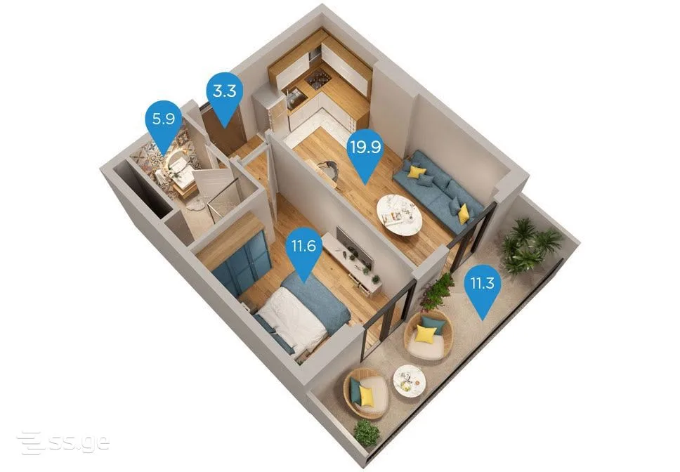 2 room Flat For Sale. Sanzona · 3/5