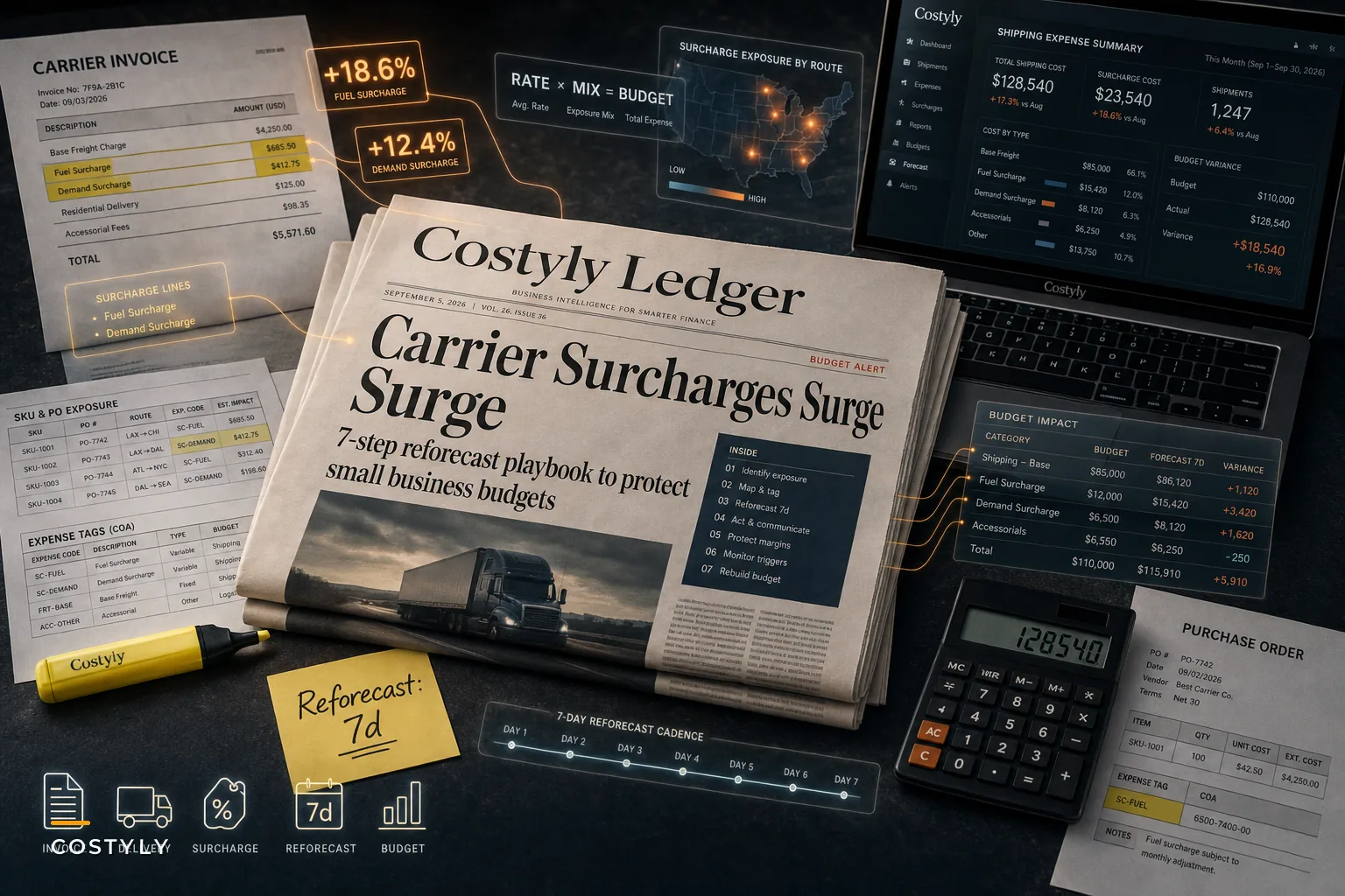 Rising carrier surcharges: a 7‑step reforecast playbook for small business finances